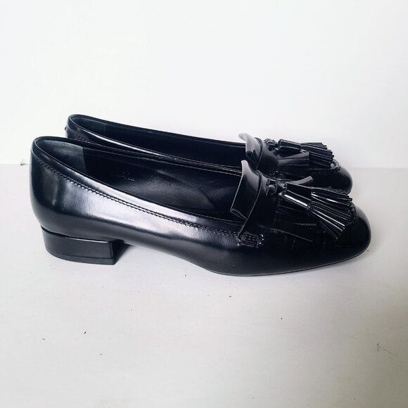 Tod's Black Leather Tassel Loafers Women's EU 36.5 - Picture 2 of 10